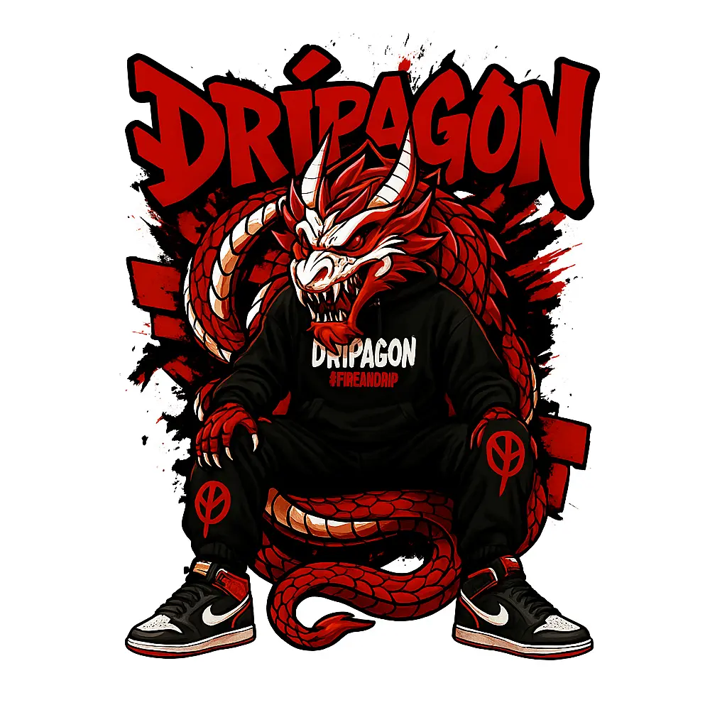 alt=&#34;DRIPAGON logo featuring a dragon wearing an oversized streetwear T-shirt&#34;